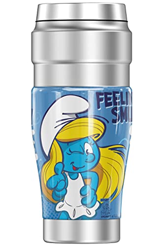 THERMOS The Smurfs OFFICIAL Smurfette Floral Feeling Smurfy STAINLESS KING Stainless Steel Travel Tumbler, Vacuum insulated & Double Wall, 16oz