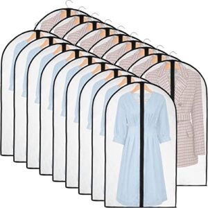 18 pack garment bags for hanging clothes travel bulk clear suit bag with zipper lightweight garment covers for men women (24 x 40 inch)