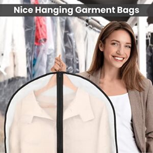 18 Pack Garment Bags for Hanging Clothes Travel Bulk Clear Suit Bag with Zipper Lightweight Garment Covers for Men Women (24 x 40 Inch)