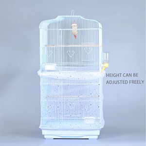 Bai You Mei Birdcage Cover Bird Cage Mesh Net Cover Adjustable Seed Feather Catcher Nylon Mesh Parrot Cage Skirt Round Square Cages- White