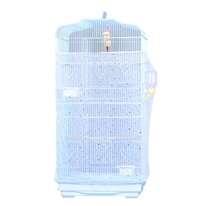 Bai You Mei Birdcage Cover Bird Cage Mesh Net Cover Adjustable Seed Feather Catcher Nylon Mesh Parrot Cage Skirt Round Square Cages- White