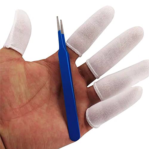 UUYYEO 100 Pcs Cotton Finger Cots Guards Protective Finger Covers Fingertip Thumb Protectors Small Finger Gloves Elastic Finger Sleeves