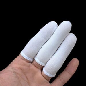 UUYYEO 100 Pcs Cotton Finger Cots Guards Protective Finger Covers Fingertip Thumb Protectors Small Finger Gloves Elastic Finger Sleeves