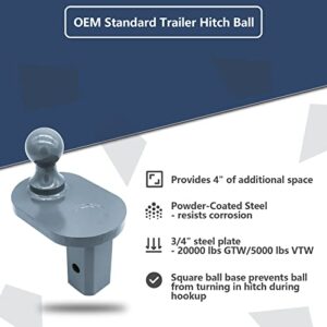 GNXA4085, 4" Offset Ball Compatible with B&W Turnoverball Gooseneck Trailer Hitches, Heavy Duty Gooseneck Hitch Ball Extender | 20000 lbs GTW/ 5000 lbs VTW, 2-5/16 Inch Diameter Ball