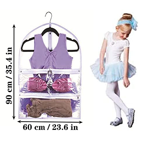 WJWSKI 20pcs Baby Kids Hangers for Nursery Closet and Kids Dance Garment Bags with 3 Pockets, 35x24x3“ Gusset Lightweight Clear Full Zipper Suit Bag for Competitions Costumes & Travel