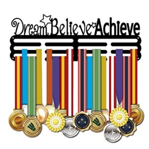 superdant sports medal hanger display hanger rack dream believe achieve black iron wall mounted hooks star medals competition medal holder display wall hanging for kids adults for over 60