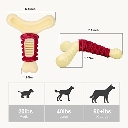 Apetpup Durable Dog Chew Toy for Aggressive Chewers, Indestructible Dog Toys, Nylon Dog Chew Toys for Small Medium Large Dogs, Vertebrae Shape Toys, Bacon Flavor