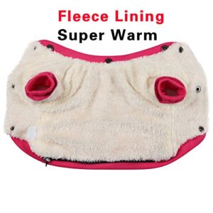 JoyDaog Fleece Lined Dog Coat with Detachable Hood and Detachable Hind Legs,Warm Puppy Jacket in Winter(Pink&Grey M)