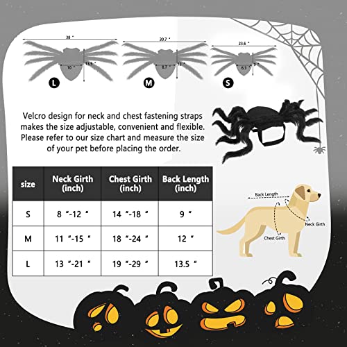 BWOGUE Halloween Pet Costume Spider Cosplay Apparel Dog Cat Spider Costume for Party Costume for Small Medium Dog Costume,Large