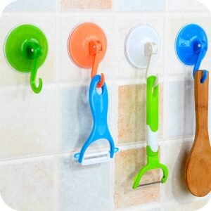 Antaijihua Cup Hook Suction Cup Hook, Heavy Duty Suction Cup Hook for Kitchen, Bathroom, Toilet, Shower 6pcs (Blue)