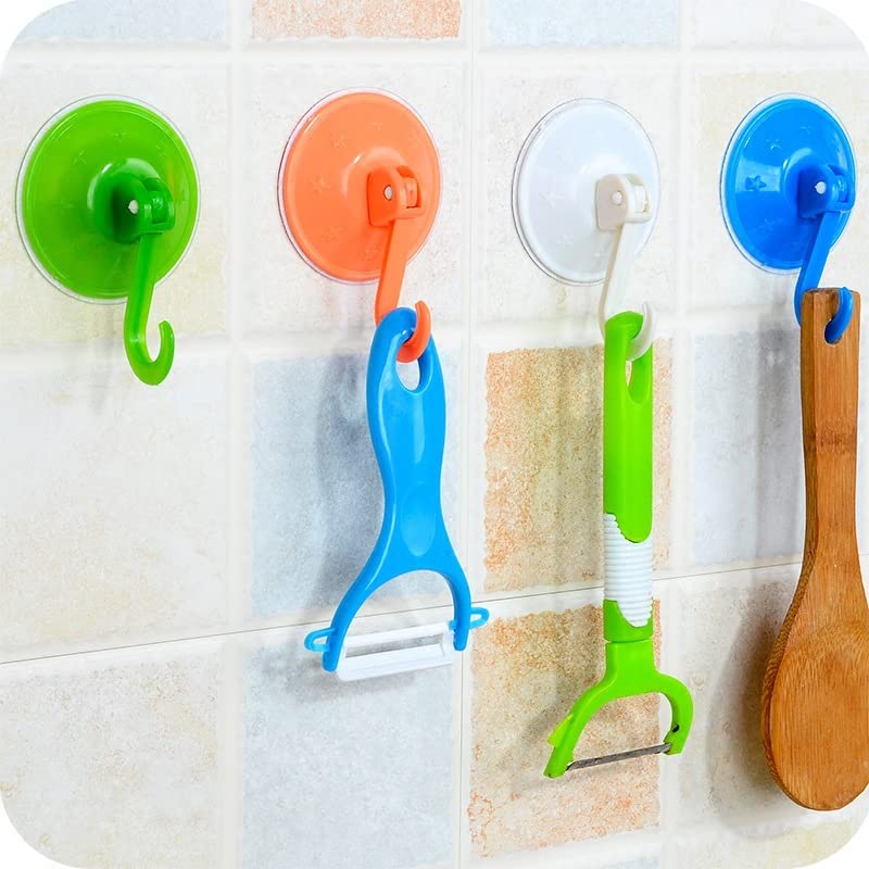 Antaijihua Cup Hook Suction Cup Hook, Heavy Duty Suction Cup Hook for Kitchen, Bathroom, Toilet, Shower 6pcs (Blue)