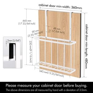 KES Cabinet Door Organizer with Towel Bar, Cutting Board Organizer for Kitchen, Over the Cabinet Door Organizer, White, KUR520-WH