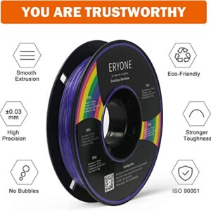 ERYONE Filament TPU 1.75mm +/-0.05mm for 3D Printer, 95A, 0.5kg (1.1 LBS) / Spool, Sea Glass Rainbow