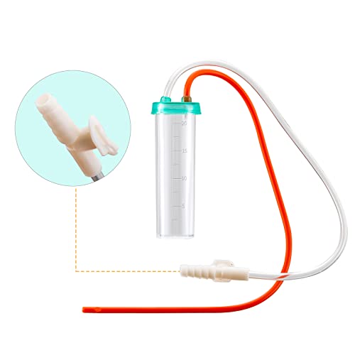 REDDOUDOU Newborn Puppy Kitten Small Animal Sterile Mucus Extractor Suction Catheter, Animal Kid Puppy Kitten Tube Feeding Kit 8 FR Red Feeding Tubes with 20ml Syringes and Bulb Aspirator