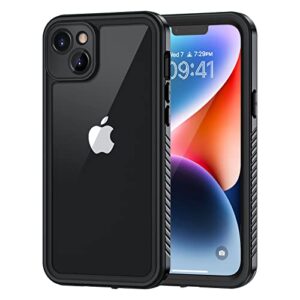 lanhiem iphone 14 case, ip68 waterproof dustproof case with built-in screen protector, rugged full body shockproof phone cover for iphone 14, 6.1 inch (black)