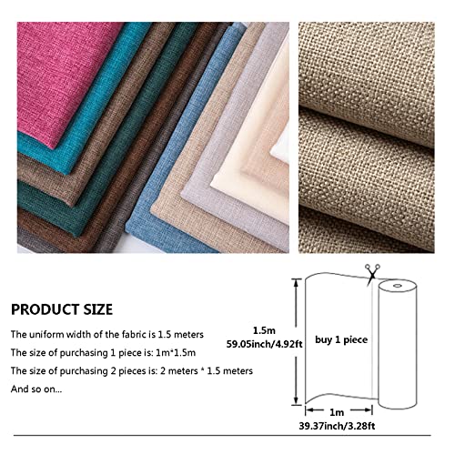 KUCKEE Cotton Linen Blend Fabric Upholstery Skin-Friendly Tear-Resistant Fabric by The Yard Upholstery Sewing 60 Inches Wide Easy to Clean for Craft Lovers Pillow Sofa Curt Burgundy-1.5x1m