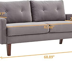 Bettermade Futon Sofa Bed,Couches for Living Room,Velvet Loveseat Sofa for Small Space,Modern Design Couch with Cushions,Tool-Free Installation,Gray