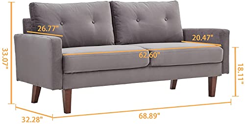 Bettermade Futon Sofa Bed,Couches for Living Room,Velvet Loveseat Sofa for Small Space,Modern Design Couch with Cushions,Tool-Free Installation,Gray