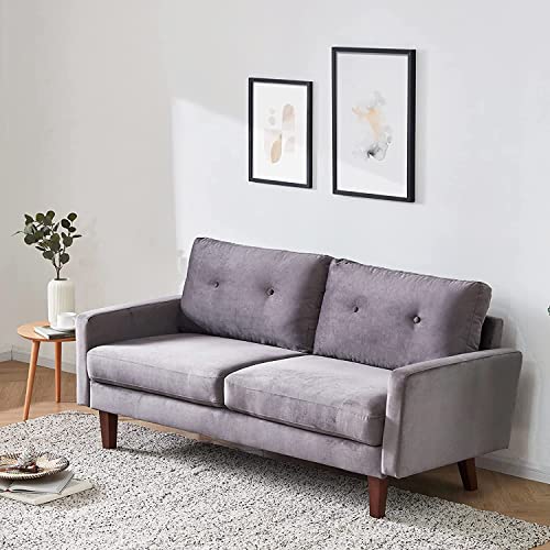 Bettermade Futon Sofa Bed,Couches for Living Room,Velvet Loveseat Sofa for Small Space,Modern Design Couch with Cushions,Tool-Free Installation,Gray