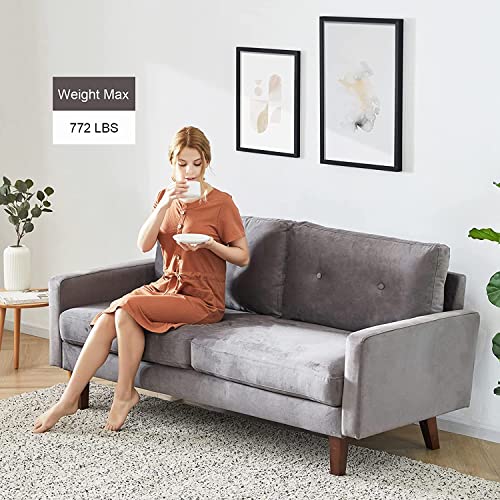 Bettermade Futon Sofa Bed,Couches for Living Room,Velvet Loveseat Sofa for Small Space,Modern Design Couch with Cushions,Tool-Free Installation,Gray