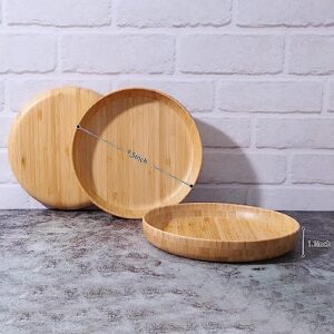 cluzelar Bamboo Plates 7.5Inch Round Bamboo Plates Reusable Kids Dinner Plates Tableware Set of 3 Wooden Plates Lightweight Dishes Snack, Dessert, Unbreakable Classic Plates
