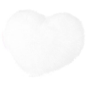 smalibal fluffy heart pillow, fluffy faux fur throw pillow, heart shaped sofa cushion for sofa bedroom living room white pillow cover