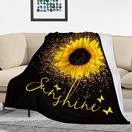 Sunflower Blanket Beautiful Sunflowers Throw Blanket Soft Flannel Lightweight Blanket Gifts for Kids Adults 50"x40"