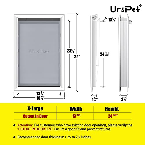 URSPET XL Dog Door: Indestructible All-Aluminum Frame, Unique Energy-Efficient Side Seal, Extreme Weather Airtightness, Patented Secure Lockable Panel, Ideal for Extra Large Dogs and Exterior Doors