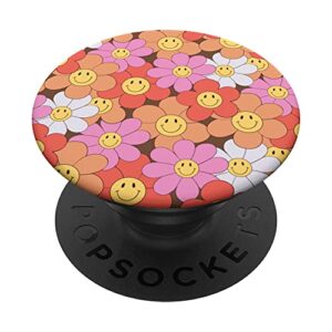 yellow smile happy face flower daisy hippie 70s aesthetic popsockets swappable popgrip