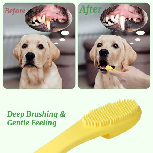 FELISTORY Dog Finger Brush Toothbrush Kit - Ergonomic Design, No Gum Damage, Soft Silicone Easily Clean Teeth Dirt- Suitable for Dental Care for Puppies, Cats and Small Pets (5)