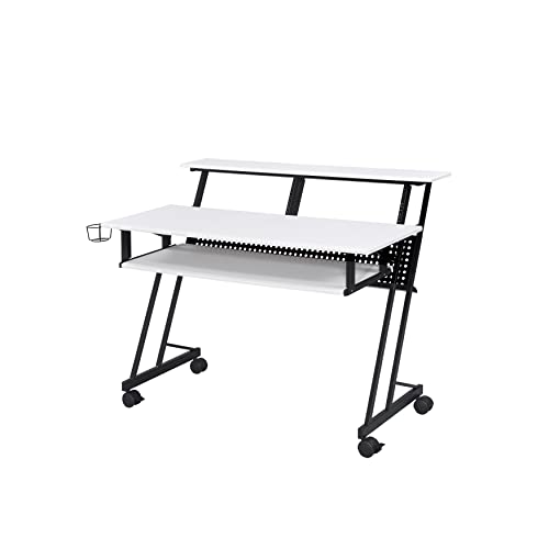 Music Recording Studio Desk in White Black Modern Contemporary Rectangular Metal Painted