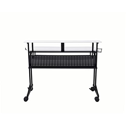 Music Recording Studio Desk in White Black Modern Contemporary Rectangular Metal Painted