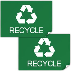 pack of 2 recycle sticker for trash can (10x7 inch) green - recycling stickers for trash can - self-adhesive recycling sticker - uv resistant, waterproof, anti scratch for outdoor and indoor