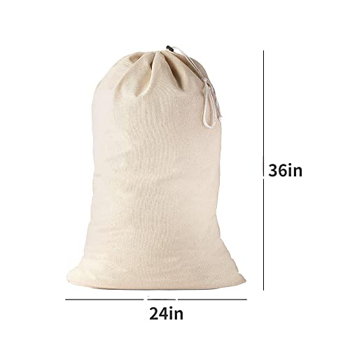 2 Pcs Cotton Laundry Bags 24" x 36" Extra Large Washable Dirty Clothes Organizer Drawstring Cotton Storage Bag for Storing Clothes Toys