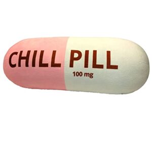 mrj products chill pill pillow - pink preppy cute trendy room decor aesthetic throw pillows, college dorm teenager y2k teacher doctor nurse lawyer student friend sister birthday for her