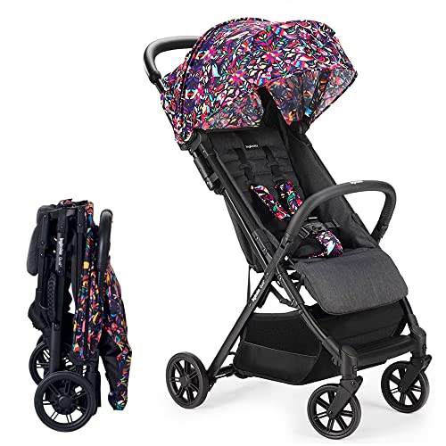 Inglesina Quid Baby Stroller - Lightweight at 13 lbs, Travel Friendly, Ultra Compact & Folding - Fits in Airplane Cabin & Overhead - for Toddlers from 3 Months to 50 lbs - Maya Black (Otomi-Inspired)