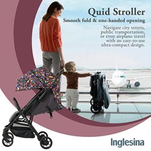 Inglesina Quid Baby Stroller - Lightweight at 13 lbs, Travel Friendly, Ultra Compact & Folding - Fits in Airplane Cabin & Overhead - for Toddlers from 3 Months to 50 lbs - Maya Black (Otomi-Inspired)