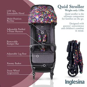 Inglesina Quid Baby Stroller - Lightweight at 13 lbs, Travel Friendly, Ultra Compact & Folding - Fits in Airplane Cabin & Overhead - for Toddlers from 3 Months to 50 lbs - Maya Black (Otomi-Inspired)