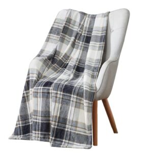 cozy winter fall grey throw blanket: soft shades of gray white beige plaid plaid design accent for sofa couch chair bed dorm