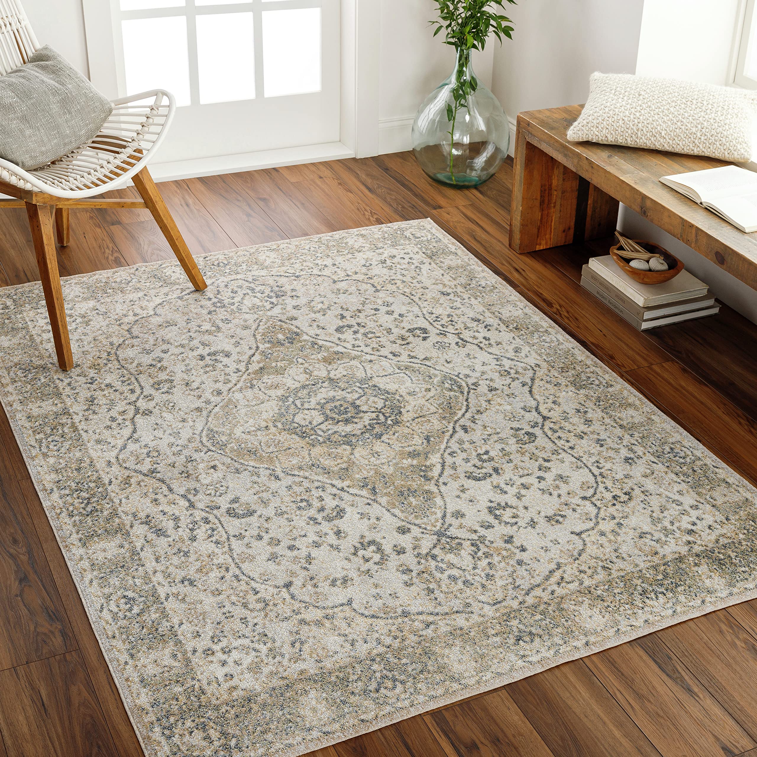 Artistic Weavers Lillian Washable Medallion Area Rug,2' x 3',Ivory