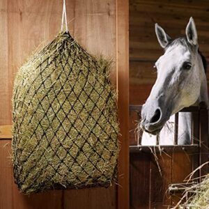 SmithBuilt Slow Feed Hay Net, Black - 40" Long Feeder Bag for Horses with 1-3/4" Mesh Holes