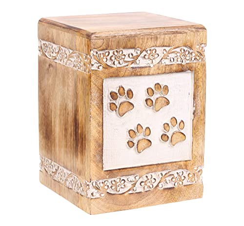 ARTISENIA Wooden Pet Memorial Keepsake Cremation Urns for Ashes Pet Urn Wood Keepsake Box Urns for Cat Dogs Ashes | Cat Memorials 7.5 X 5.5 Inch