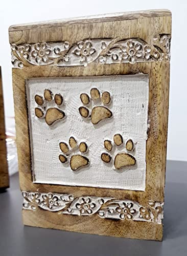 ARTISENIA Wooden Pet Memorial Keepsake Cremation Urns for Ashes Pet Urn Wood Keepsake Box Urns for Cat Dogs Ashes | Cat Memorials 7.5 X 5.5 Inch