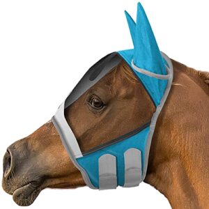 smithbuilt comfort fly mask with ears for horses (teal, pony) - fleece padding, fine mesh, uv protection