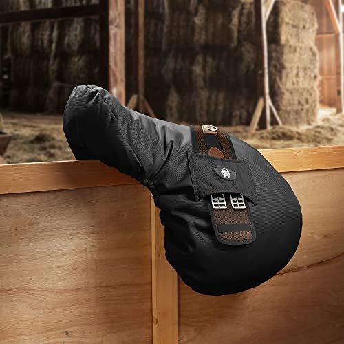 SmithBuilt English Saddle Cover, Black - Breathable, Waterproof Fleece-Lined Fitted Protector