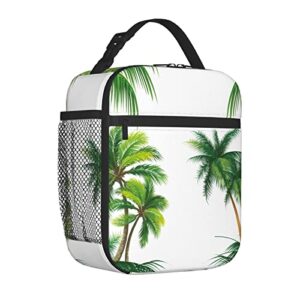 Insulated Lunch Bag For Women/Men,Coconut Palm Tree Nature Paradise Plants Foliage Leaves Digital,Reusable Lunch Box For Office Work School Picnic Beach,Leakproof Cooler Tote Bag Freezable Lunch Bag