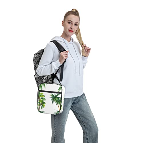 Insulated Lunch Bag For Women/Men,Coconut Palm Tree Nature Paradise Plants Foliage Leaves Digital,Reusable Lunch Box For Office Work School Picnic Beach,Leakproof Cooler Tote Bag Freezable Lunch Bag