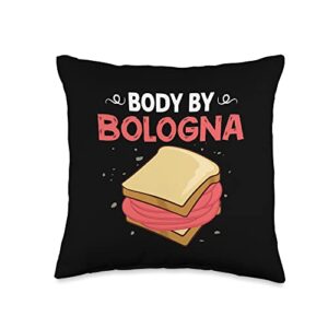 Bologna Meat Italy Sandwich Sausage Baloney Fried Throw Pillow, 16x16, Multicolor