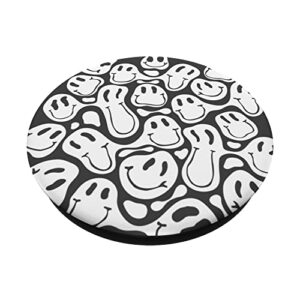 aesthetic gry pattern melting white liquid swirl smile face PopSockets Swappable PopGrip