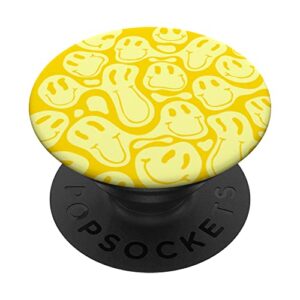 aesthetic trippy liquid swirl dripping yellow smile face popsockets swappable popgrip